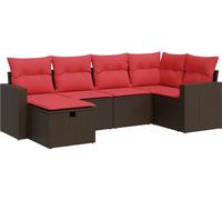 vidaXL Ensemble de salon de jardin 6 pièces avec coussins Marron Poly Rattan