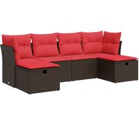 vidaXL Ensemble de salon de jardin 6 pièces avec coussins Marron Poly Rattan
