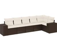 vidaXL Ensemble de salon de jardin 6 pièces avec coussins Marron Poly Rattan