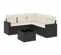 vidaXL Ensemble de salon de jardin 6 pièces avec coussins noir poly rotin