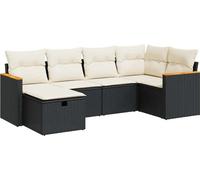 vidaXL Ensemble de salon de jardin 6 pièces avec coussins noir poly rotin