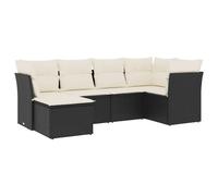 vidaXL Ensemble de salon de jardin 6 pièces avec coussins – poly rotin, noir