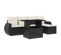 vidaXL Ensemble de salon de jardin 6 pièces avec coussins noir poly rotin