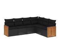 vidaXL Ensemble de salon de jardin 6 pièces avec coussins noir poly rotin