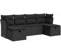 vidaXL Ensemble de salon de jardin 6 pièces avec coussins noir poly rotin