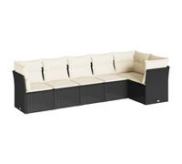 vidaXL - Ensemble de salon de jardin 6 pièces en poly rotin noir avec coussins