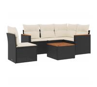 vidaXL Ensemble de salon de jardin 6 pièces avec coussins noir poly rotin