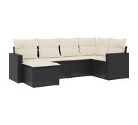 vidaXL Ensemble de salon de jardin 6 pièces avec coussins noir poly rotin