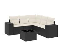 vidaXL Ensemble de salon de jardin 6 pièces avec coussins noir poly rotin