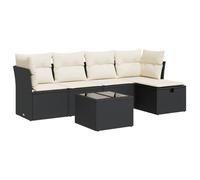 vidaXL Ensemble de salon de jardin 6 pièces avec coussins noir poly rotin