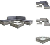 vidaXL Ensemble de salon de jardin 6 pièces avec coussins Poly Rotin Gris - Ensemble de meubles de jardin