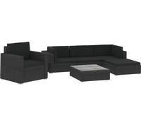 vidaXL Ensemble salon de jardin 6 pièces – Résine tressée poly rotin avec coussins, noir