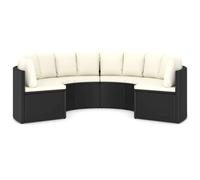 vidaXL Ensemble de salon de jardin 6 pièces en résine tressée poly rotin Noir avec coussins