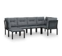 vidaXL Ensemble de salon de jardin 6 pièces en poly rotin noir et gris