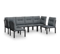 vidaXL Ensemble de salon de jardin 6 pièces 3187738 – Poly rotin Noir et Gris