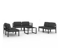vidaXL Ensemble de salon de jardin 7 pièces avec coussins Aluminium - Anthracite