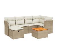 vidaXL Ensemble de salon de jardin 7 pièces en Poly Rattan avec coussins Beige