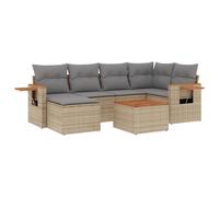 vidaXL Ensemble de salon de jardin 7 pièces modulable avec coussins en poly rattan Beige