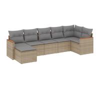 vidaXL Salon de jardin 7 pièces avec coussins Poly Rattan Beige