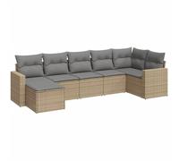 vidaXL Ensemble de salon de jardin 7 pièces Poly Rattan résine tressée Coussins beiges