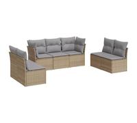 vidaXL Ensemble de salon de jardin 7 pièces avec coussins Beige Poly Rattan