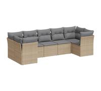 vidaXL Ensemble de salon de jardin 7 pièces avec coussins Beige Poly Rattan