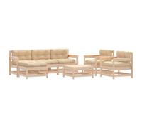 vidaXL Ensemble de salon de jardin 7 pièces avec coussins en bois massif