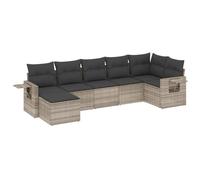 vidaXL Ensemble de salon de jardin 7 pièces avec coussins gris clair Poly rotin