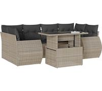 vidaXL Ensemble de salon de jardin 7 pièces avec coussins gris clair Poly rotin