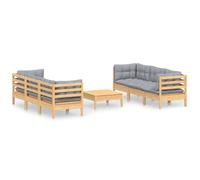 vidaXL Ensemble de salon de jardin 7 pièces avec coussins gris en pin