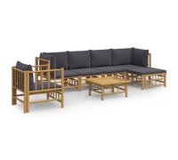 vidaXL Ensemble de salon de jardin 7 pièces avec coussins gris foncé en bambou