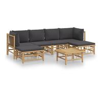 vidaXL Ensemble de salon de jardin 7 pièces avec coussins gris foncé en bambou