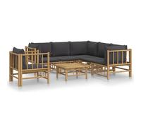 vidaXL Ensemble de salon de jardin 7 pièces avec coussins gris foncé en bambou