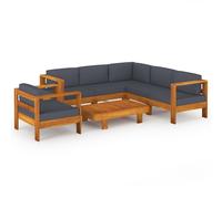 vidaXL Ensemble de salon de jardin 7 pièces avec coussins gris foncé en bois d'acacia