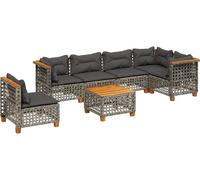 vidaXL Ensemble de salon de jardin 7 pièces avec coussins Gris Poly rotin