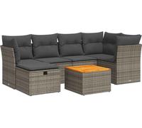 vidaXL Ensemble de salon de jardin 7 pièces avec coussins Gris Poly rotin
