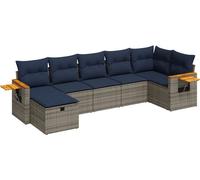 vidaXL Ensemble de salon de jardin 7 pièces avec coussins Gris Poly rotin