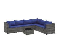 vidaXL Ensemble de salon de jardin 7 pièces avec coussins Gris Poly rotin