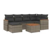 vidaXL Ensemble de salon de jardin 7 pièces avec coussins Gris poly rotin