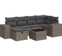 vidaXL Ensemble de salon de jardin 7 pièces avec coussins Gris Poly rotin
