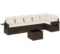 vidaXL Ensemble de salon de jardin 7 pièces modulable Poly rotin Marron avec coussins