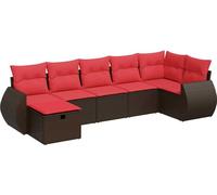 vidaXL Ensemble de salon de jardin 7 pièces avec coussins Marron Poly rotin