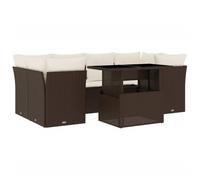 vidaXL Ensemble de salon de jardin 7 pièces avec coussins Marron Poly rotin