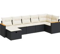 vidaXL Ensemble de salon de jardin 7 pièces avec coussins noir poly rotin