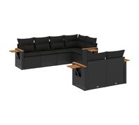 vidaXL Ensemble de salon de jardin 7 pièces avec coussins noir poly rotin