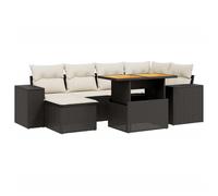 vidaXL Ensemble de salon de jardin 7 pièces en poly rotin avec coussins – Noir