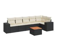 vidaXL Ensemble salon de jardin 7 pièces avec coussins – Noir poly rotin