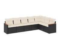 vidaXL Ensemble de salon de jardin 7 pièces avec coussins noir poly rotin