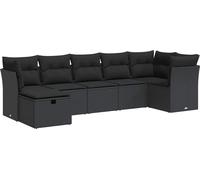 vidaXL Ensemble de salon de jardin 7 pièces avec coussins noir poly rotin