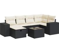 vidaXL Ensemble de salon de jardin 7 pièces avec coussins noir poly rotin